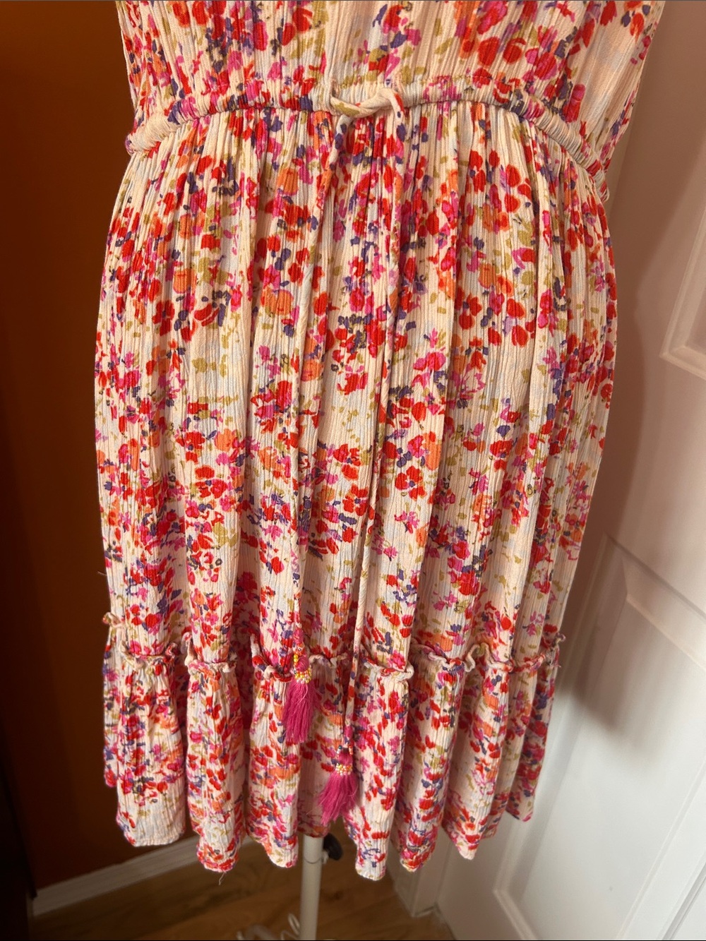 Dex Floral Mini Dress Size M Boho Cottagecore Summer Dress - Picture 3 of 9